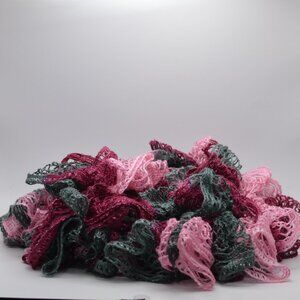 Homemade Marron, Pink, and Grey Ruffle Scarf